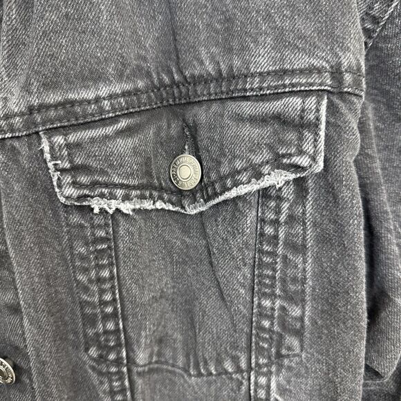 Forever 21 Women’s Denim Jean Jacket Black Trucker size Large - Picture 3 of 7